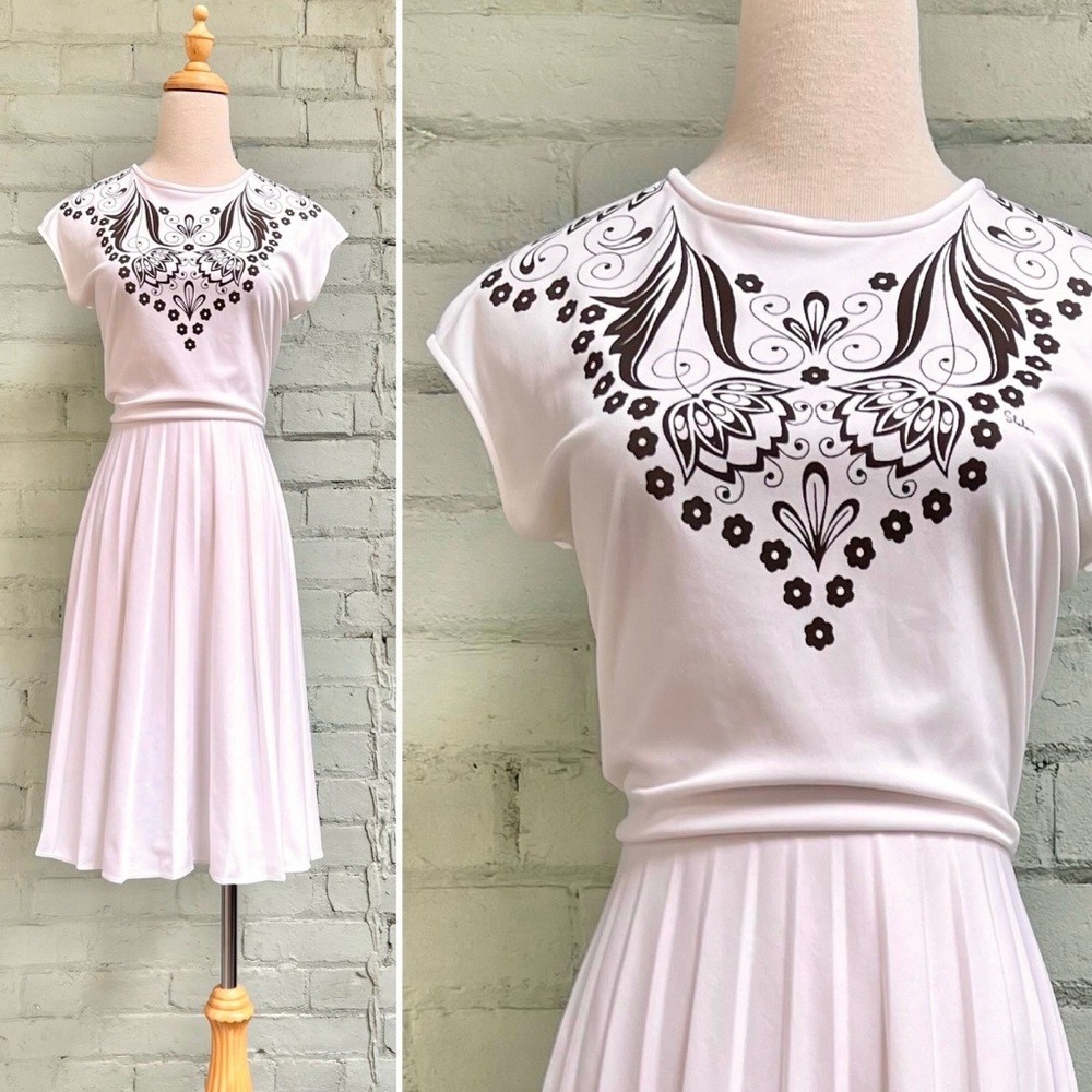 Vintage 70s White Midi Dress